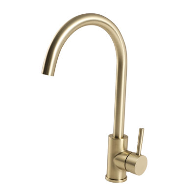 Single Gold Faucet For Kitchen Sink, 360 Degree Arc Spout, 304 Stainless Steel Construction, Tarnish And Corrosion , , Simple To Clean Install In Kitchen, Ceramic Cartridge Leak- Operation, Water