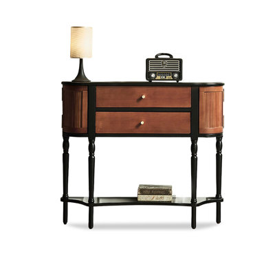 Walnut&Black Solid + Manufactured Wood Free form Console Table