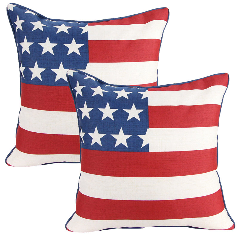 18" x 18" Outdoor Throw Pillow with Welt, American Flag