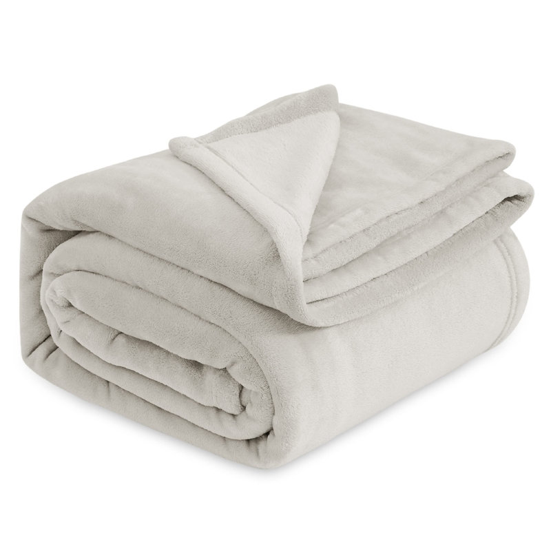 Cozy Winter Collection Bedsure Fleece Blanket 300GSM For Couch, Sofa, Bed, 240cm x 220cm, Natural