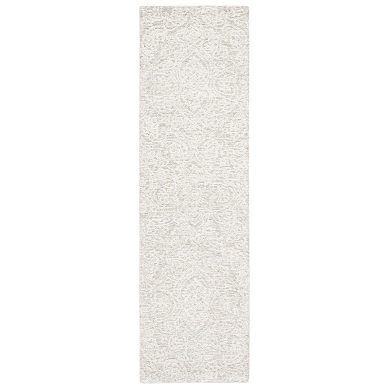 Tapis naturel / ivoire en laine touffeté à la main Metcalfe, Tapis de couloir 2 pi 3 po x 12 pi