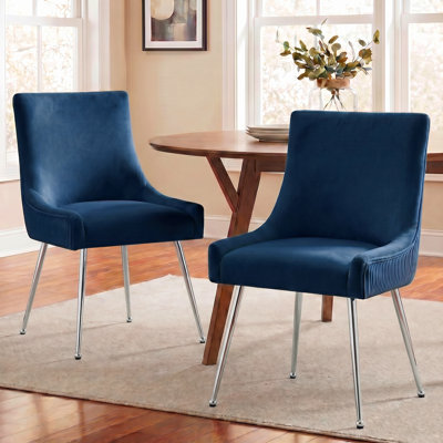 Chaise d'appoint rembourrée en velours avec pieds argentés