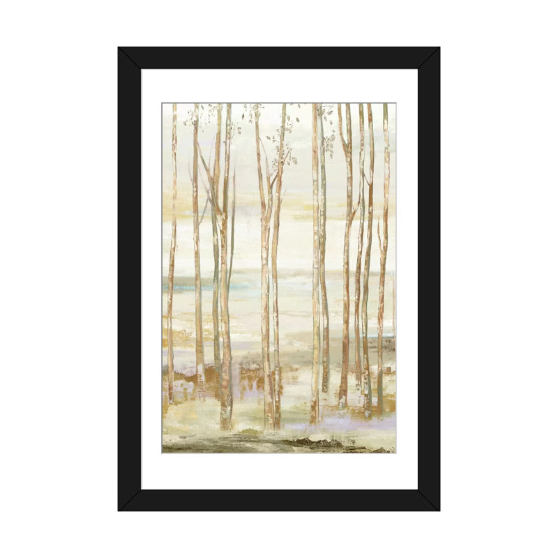 «White on White Trees», reproduction sur toile, H 24 po x l 16 po x P 1 po, Papier d'art encadré noir, Blanc