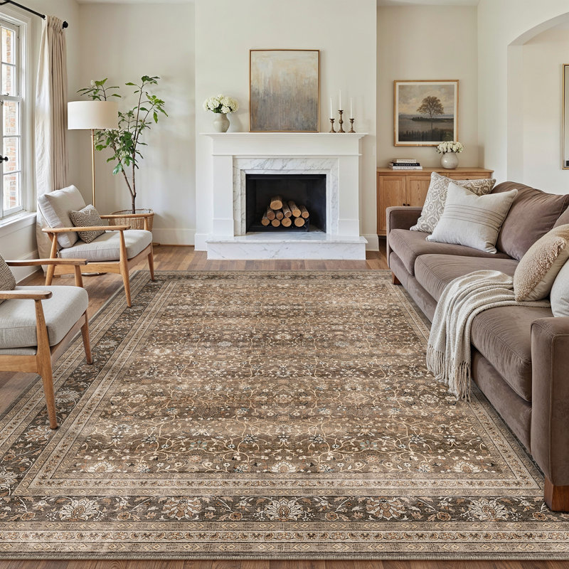 Looma Vintage Floral Area Rug with Machine Washable & Non-Slip, Rectangle 9' x 12'