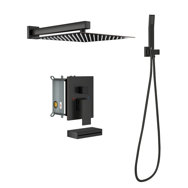 3-Function High-Pressure Rainfall Shower System, Tub Faucet Set