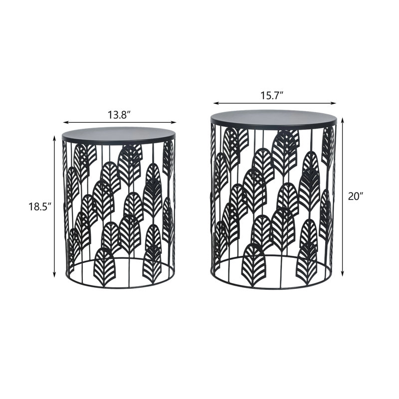Set Of 2 Metal End Table, Black