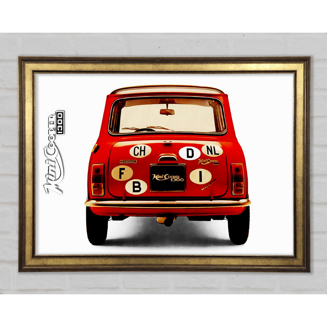 Mini Cooper Retro Heck gerahmter Druck