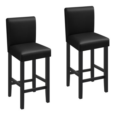 Ambriz Yes Upholstered Faux Leather Bar Stool with Solid Wood Frame