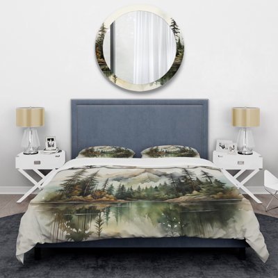 Watercolor Mountain Dreamscape - Mountains Duvet Cover Set