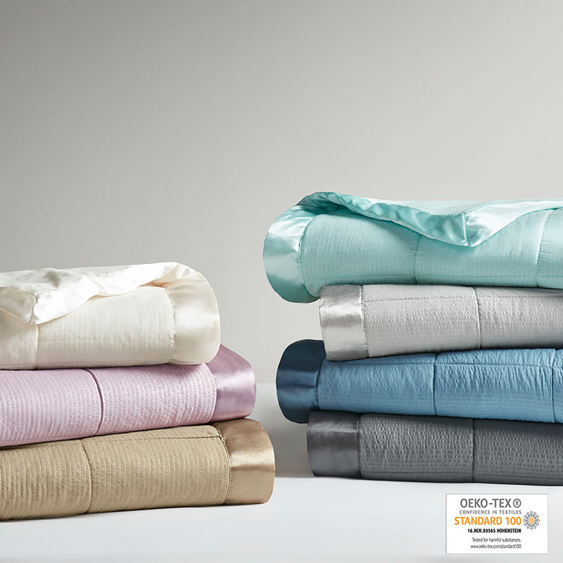 Aqua Full Down Alternative Blanket with Satin Trim
