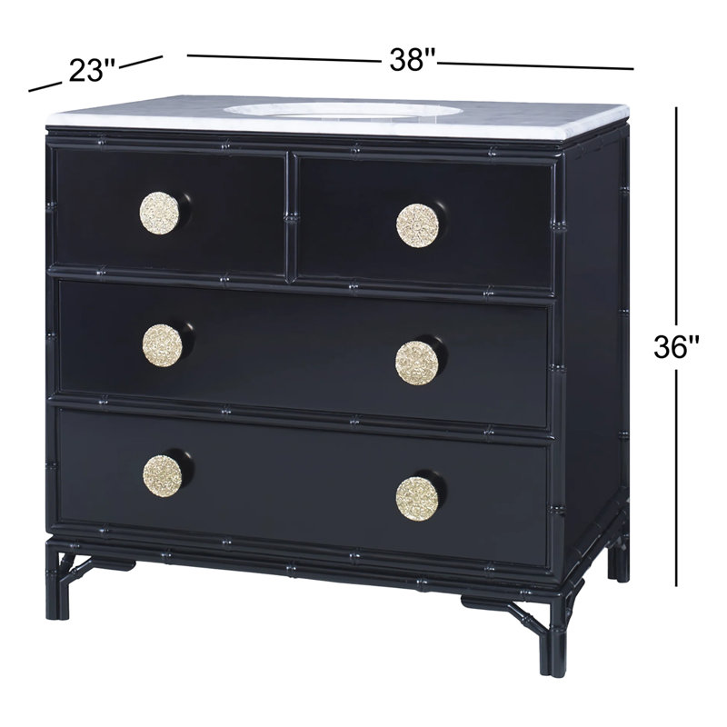 Bamboo 38'' Single Bathroom Vanity with Marble Top