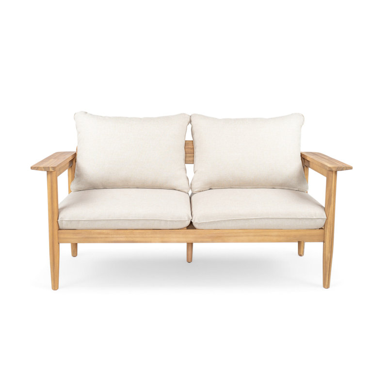 Outdoor Two - Seater Lounge Chair Made Of Wood, Color And Comfortable Cushions Wood With For Sitting