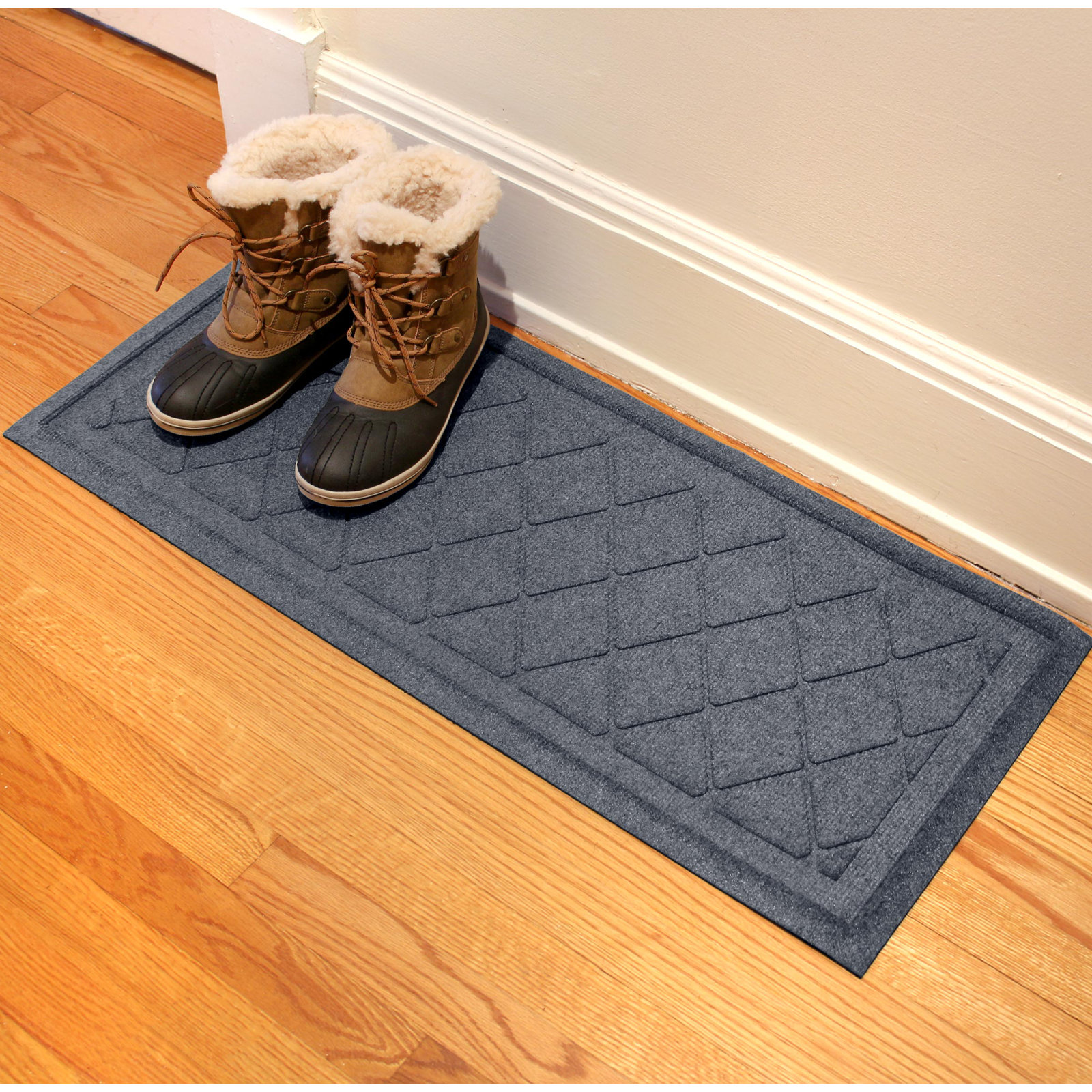 Antiono Argyle 36" W x 15" D Fiber Boot Tray, Bluestone