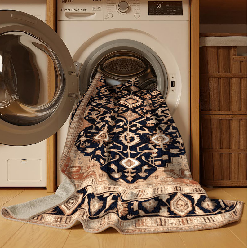 Tapis brun lavable à la machine, Carré 6 pi
