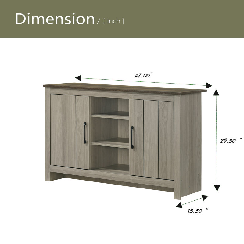 47"Console Table, Buffet Table, Sideboard With Shelves And Cabinet Doors