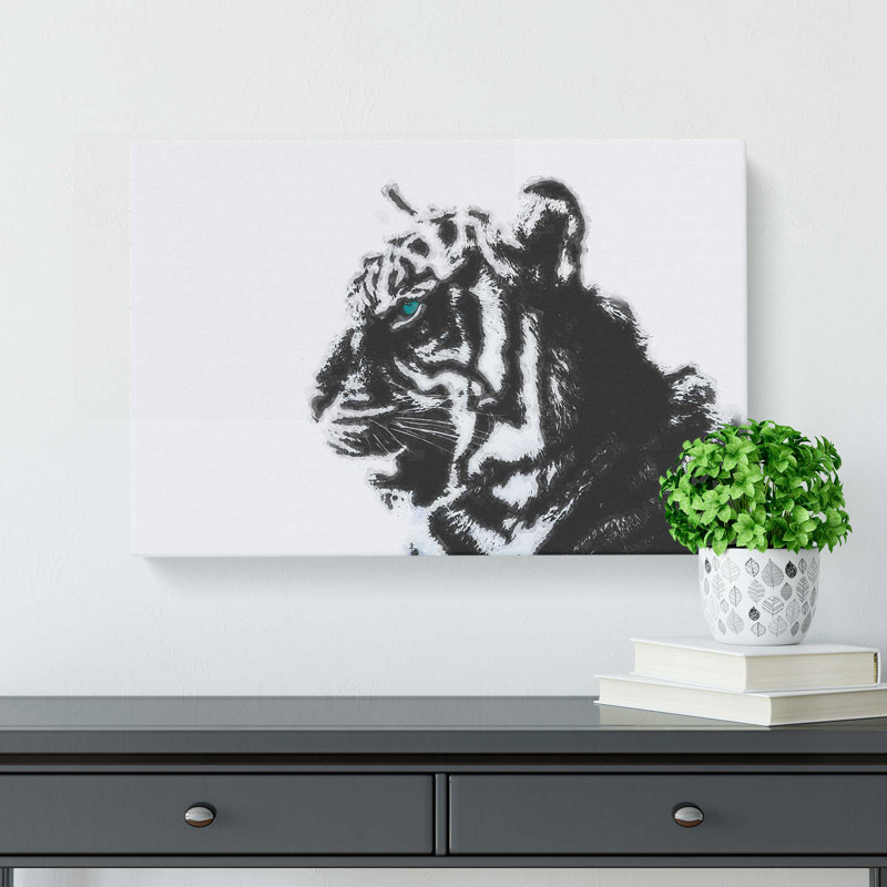 White Bengal Tiger In Abstract - Wrapped Canvas, 35cm H x 50cm W x 3cm D