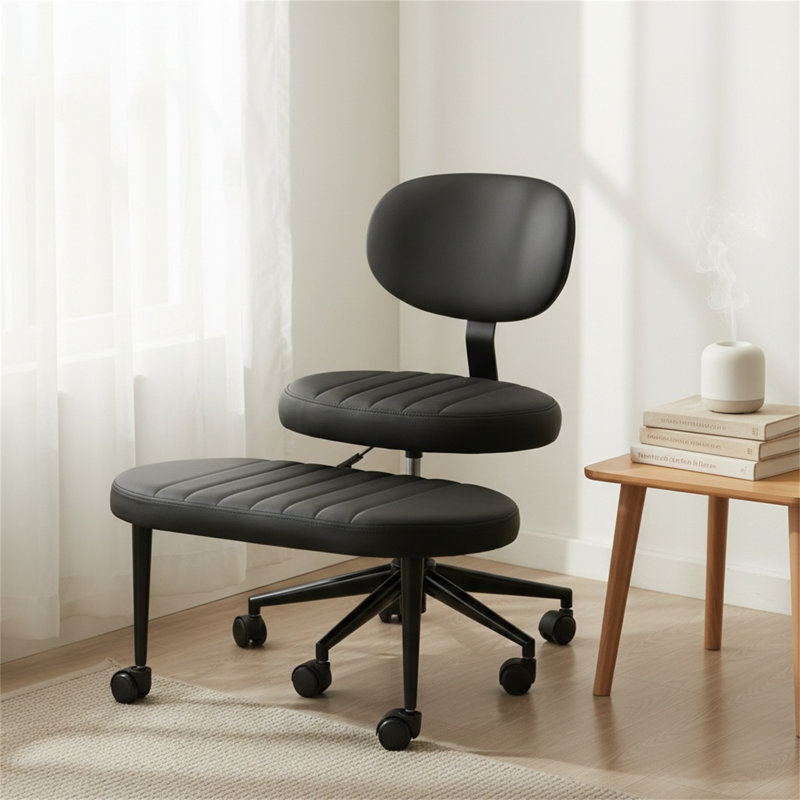 Ergonomic Swivel Office Chair With Backrest Support And Casters, Featuring An Adult-sized Multi-angle Cross-legged Design