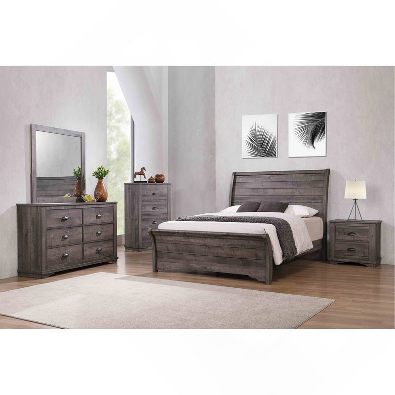 Armoire de chevet contemporaine à 4 tiroirs 1Pc, Gris
