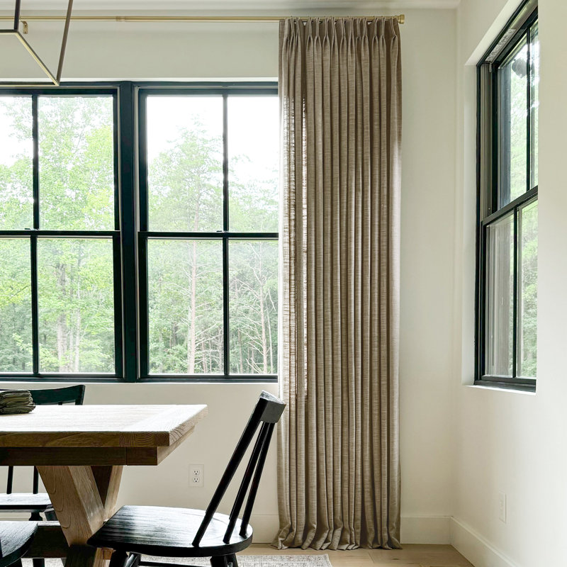 Rideau doublé à doublure pincée TWOPAGES, L 52 po x L 102 po, Gris taupe