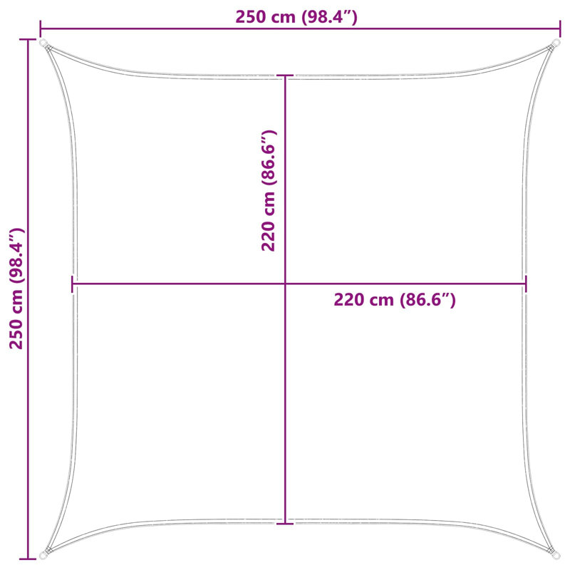 Vidaxl Sunshade Sail Oxford Fabric Rectangular Patio Shade Sunscreen Canopy, 2.5m W x 2.5m L, Orange/Brown
