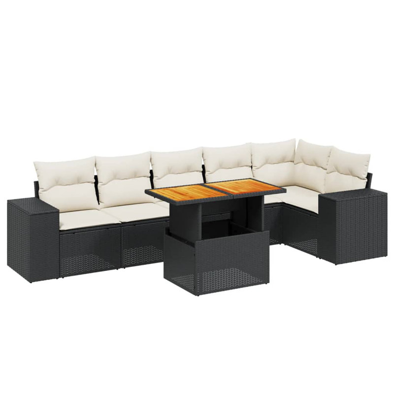 Ensemble de canapé de jardin Vidaxl noir, blanc crème