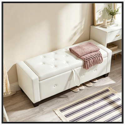 Banc rembourré capitonné avec rangement
