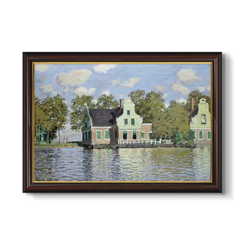 Maisons sur la rivière Zaan à Zaandam, 1871 - Claude Monet - Toile encadrée sur mesure, 16 po x 22 po, Framed Canvas