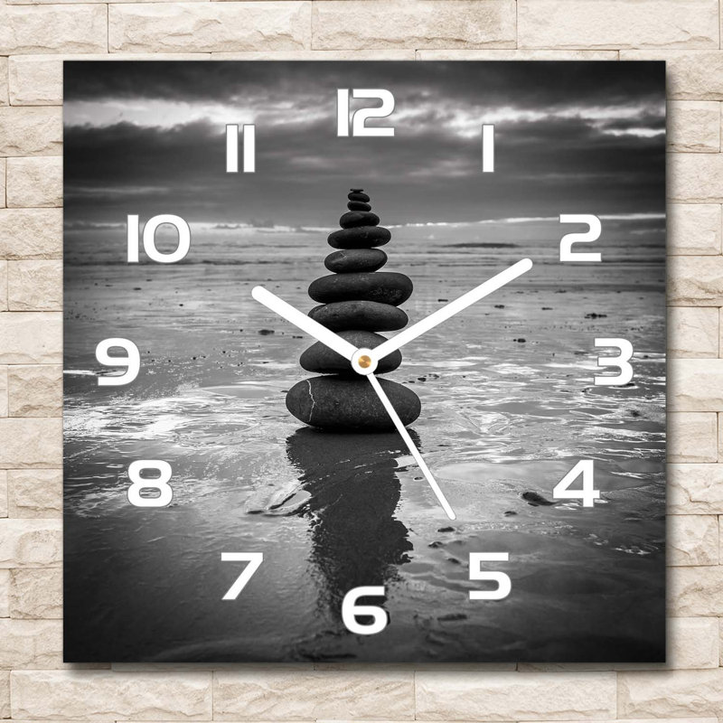 Glass Wall Clock, White/Black/Grey