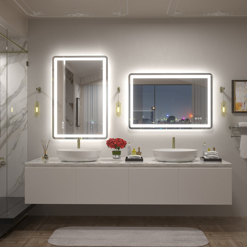 Aevar UL Certified Front & Back LED Anti-Fog Tempered Glass Bathroom/Vanity Mirror with 3-Year Warranty, 36" x 24"
