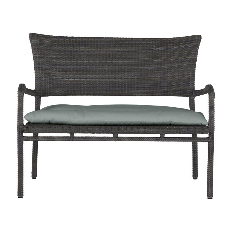 Skye Wicker Garden Bench, No Welt, Cast Mist, Black Walnut