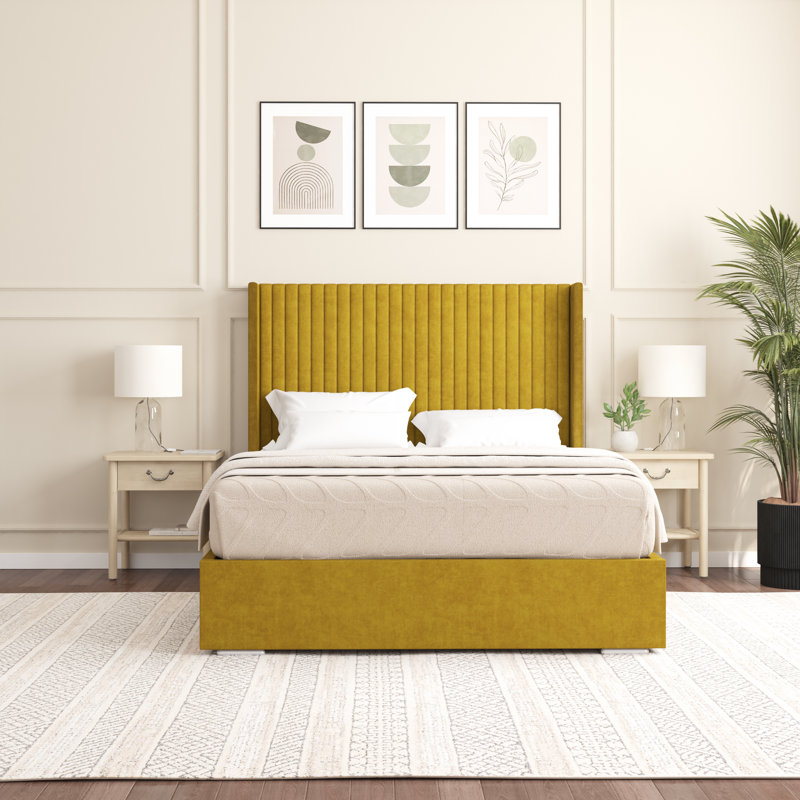 Shelton Upholstered Bed Frame, Small Double (4'), Turmeric