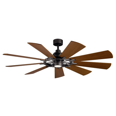  65" 9 - Blade LED Windmill Ceiling Fan with Wall Control and Light Kit Included