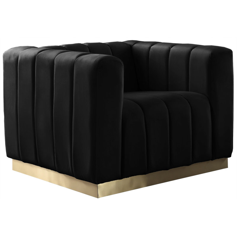Fauteuil en velours de 38,5 po Tyneside, Velours noir