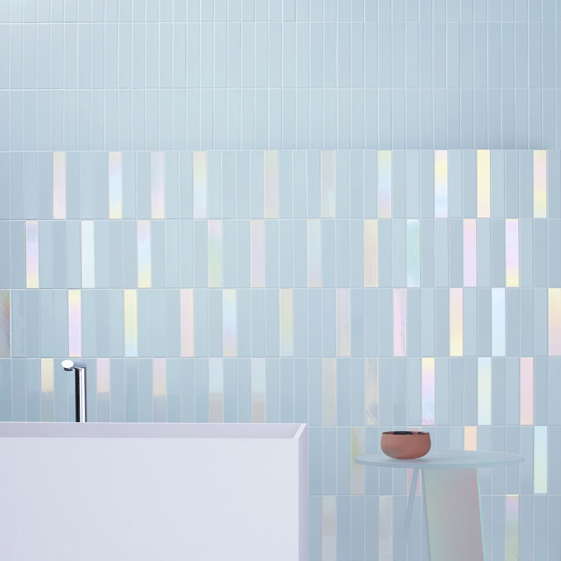 Spectre Glow Mix  2" x 10" Subway Wall Tile, Sky Rain Mint Mix