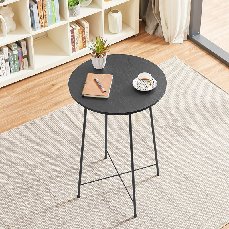Round  Table And Chairs Set Of 3 Counter Height Bar Stools For Kitchen Breakfast, Black