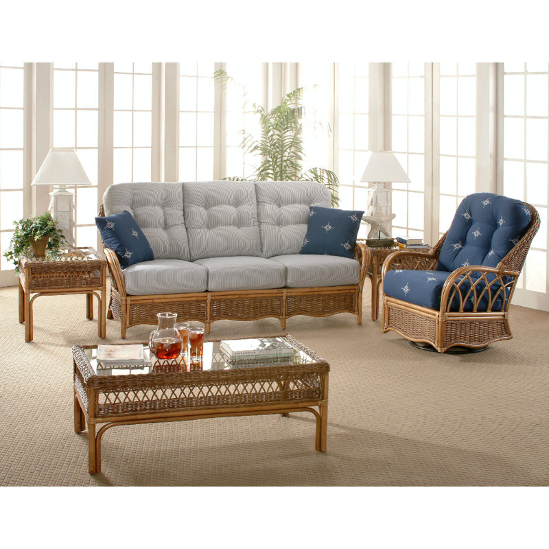 Nassau Glass Coffee Table, Bisque