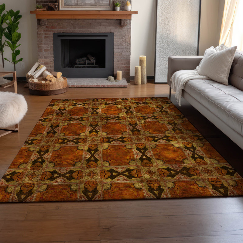 Tapis paprika Cerrito AMF564 lavable à la machine de qualité supérieure, Rectangle 5 pi x 7 pi 6 po
