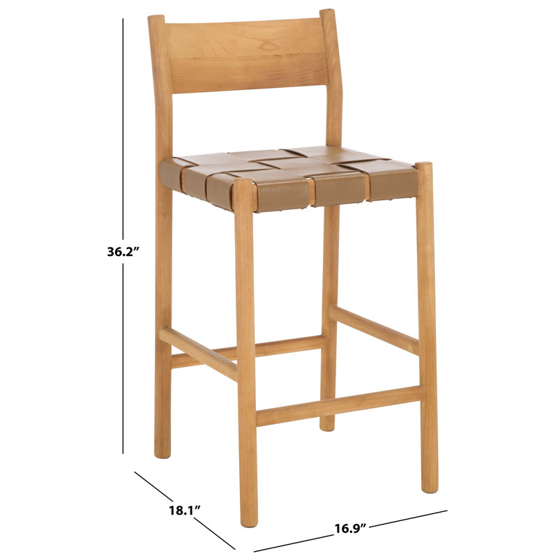 Devnie Woven Leather Counter Stool, Brown