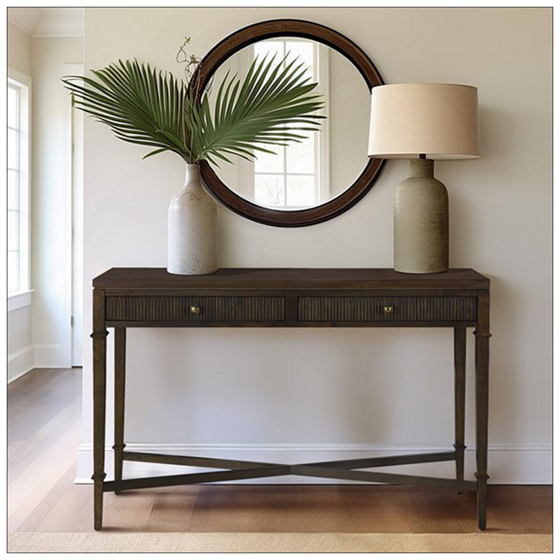 Fluted 2-Drawer Storage Console Table