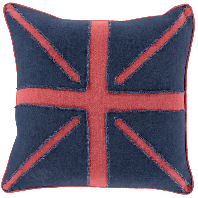 Geometric Throw Pillow, 18" H x 18" W x 4" D, Navy/Red, Down