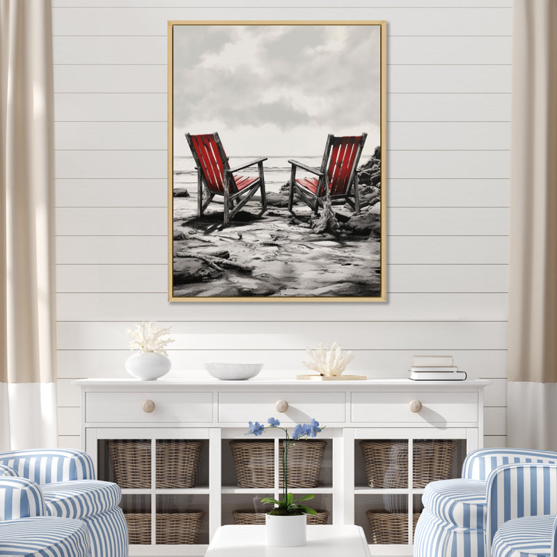 «Ocean View Chairs III», reproduction sur toile, Cadre naturel flottant, H 40 po x l 30 po x P 1,5 po