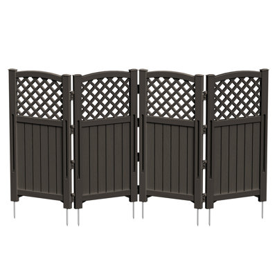 Écran d'intimité extérieur en résine, 4 panneaux de clôture pour patio