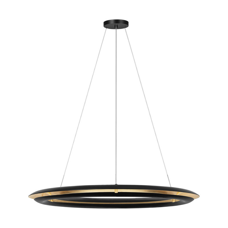 Chapman & Myers Cielo 1 Light Dining Room Chandelier With Shade, 2.25" H x 36" W x 36" D, 40 W, Midnight Black