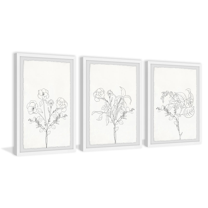 Plant Dreams par - ensemble de 3 peintures encadrées, L 16 po x H 24 po