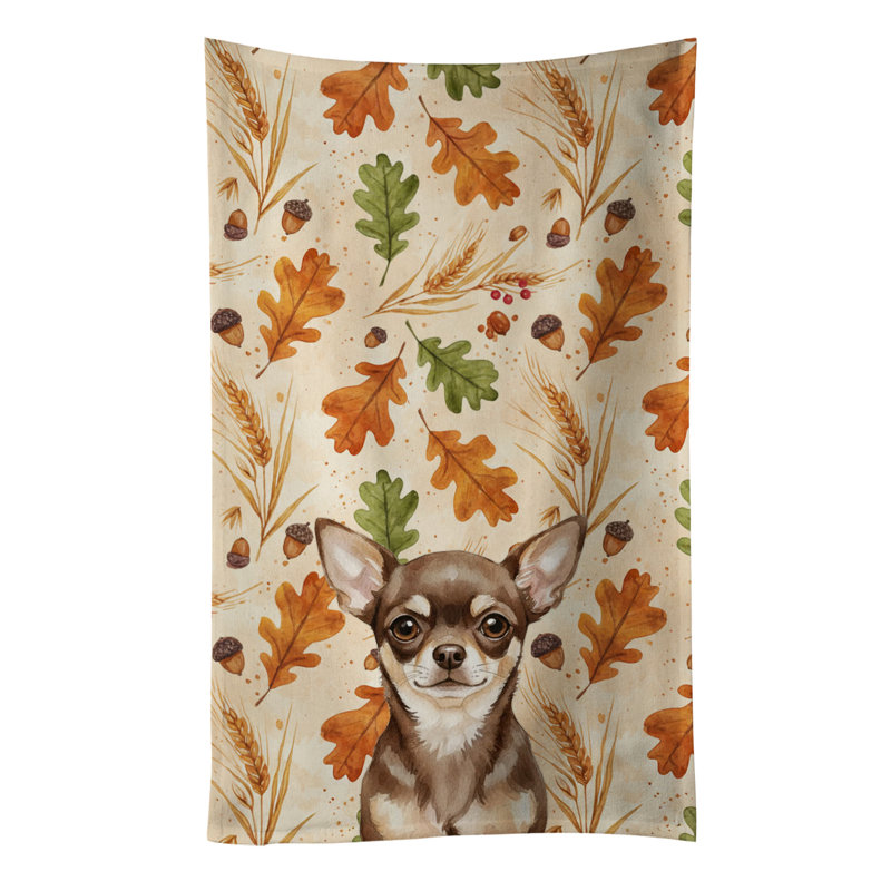 Chocolate Chihuahua Heirloom Fall Kitchen Towel, Chocolate Chihuahua
