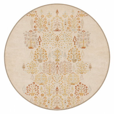 Nature Themed Traditional Woven Based Washable Carpet