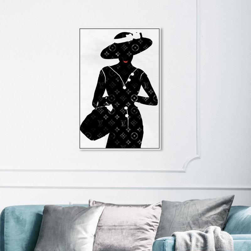 " Fashion And Glam>Portraits>Hat ", White Framed, 30" H x 45" W x 1.5" D