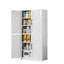 40-Inch Wine Display Cabinet with Glass Doors, LED Lighting & Adjustable Shelves, White Finish