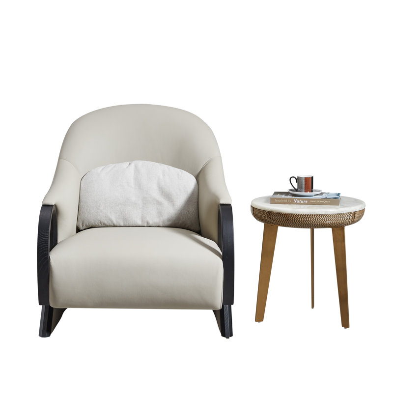 Fauteuil en cuir gris clair American Eagle EK-1017
