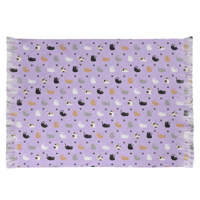 Tapis mauve à motif de chat Mcguigan